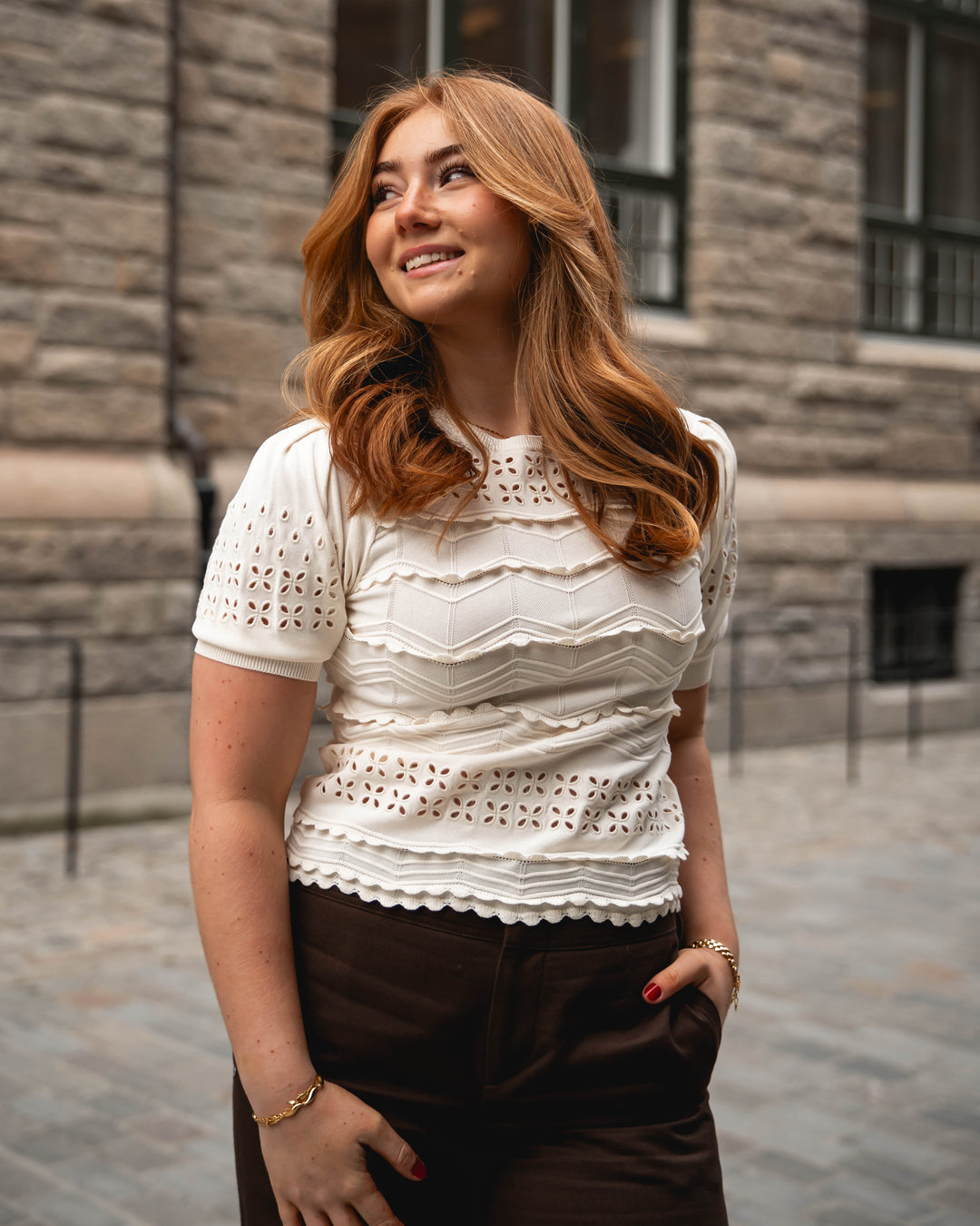 Marcelena Eyelet Knit Top