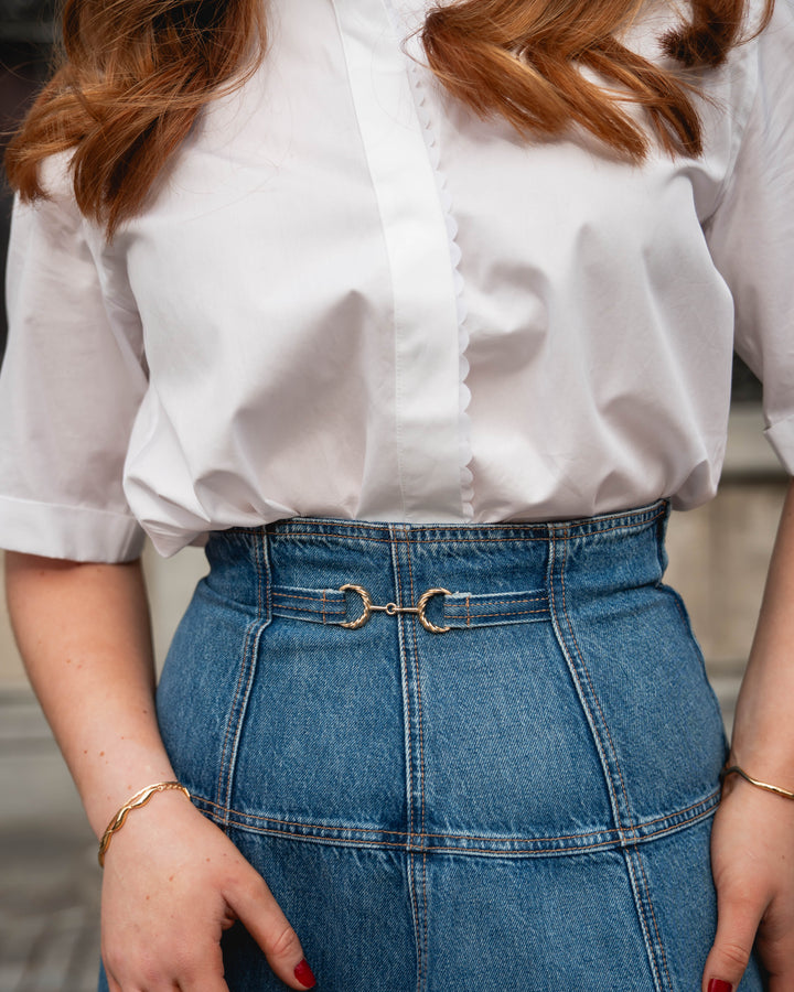 The Brigette Denim Midi Skirt