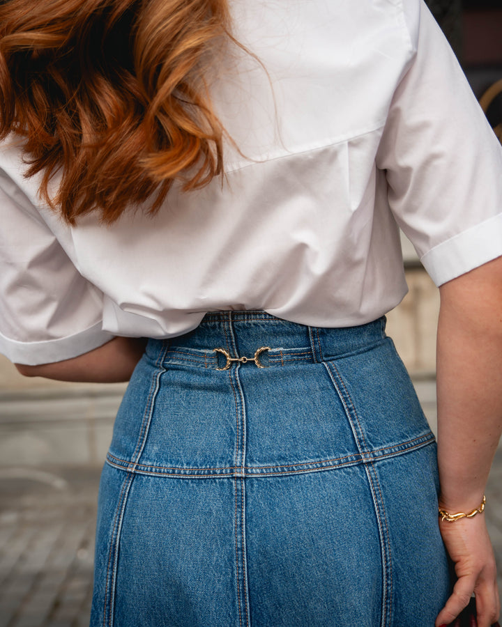 The Brigette Denim Midi Skirt