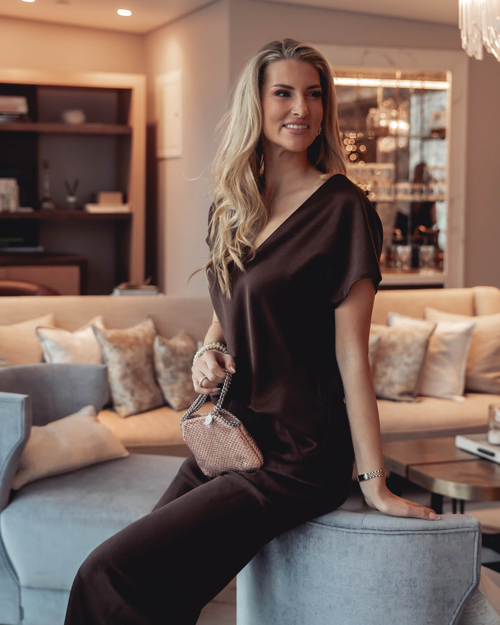 HIGH WAIST FLUID SATIN BIAS PANT