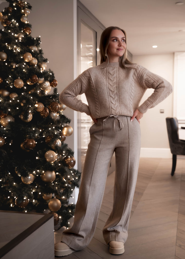 MID RISE TAILORED KNIT WIDE LEG