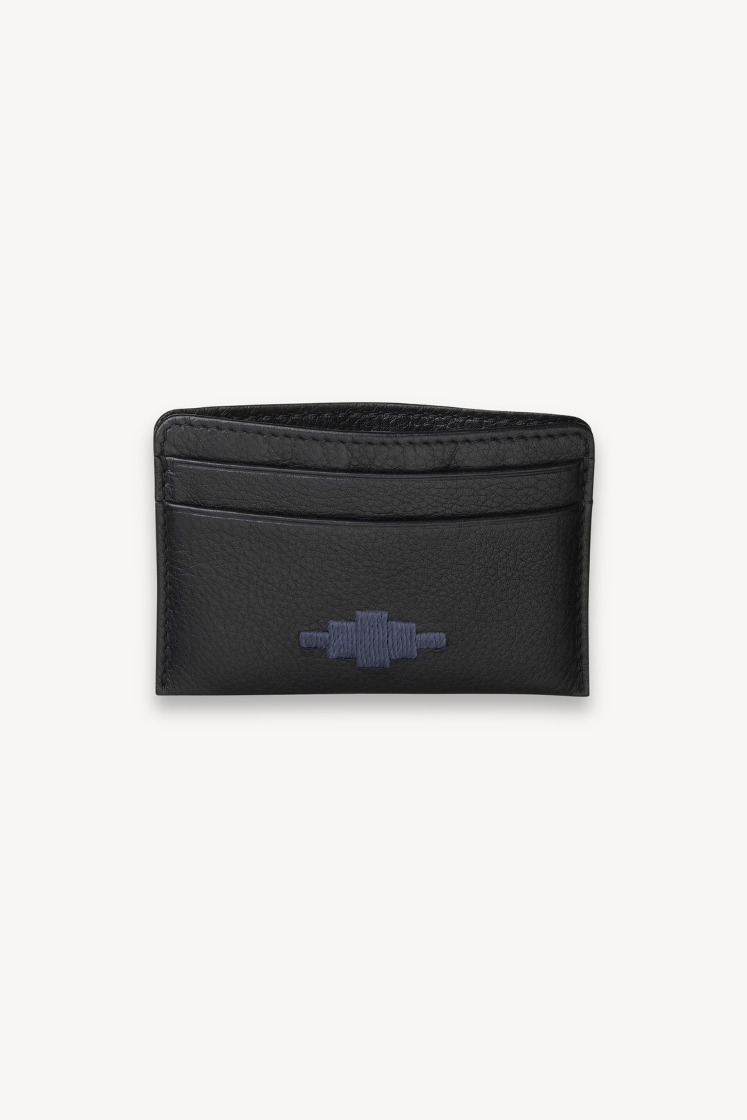 rombo card slip - black leather with grey stitching