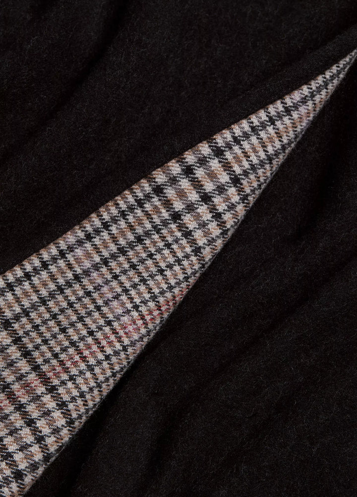 CASHMERE DF SOLID HBONE PLAID CAPE