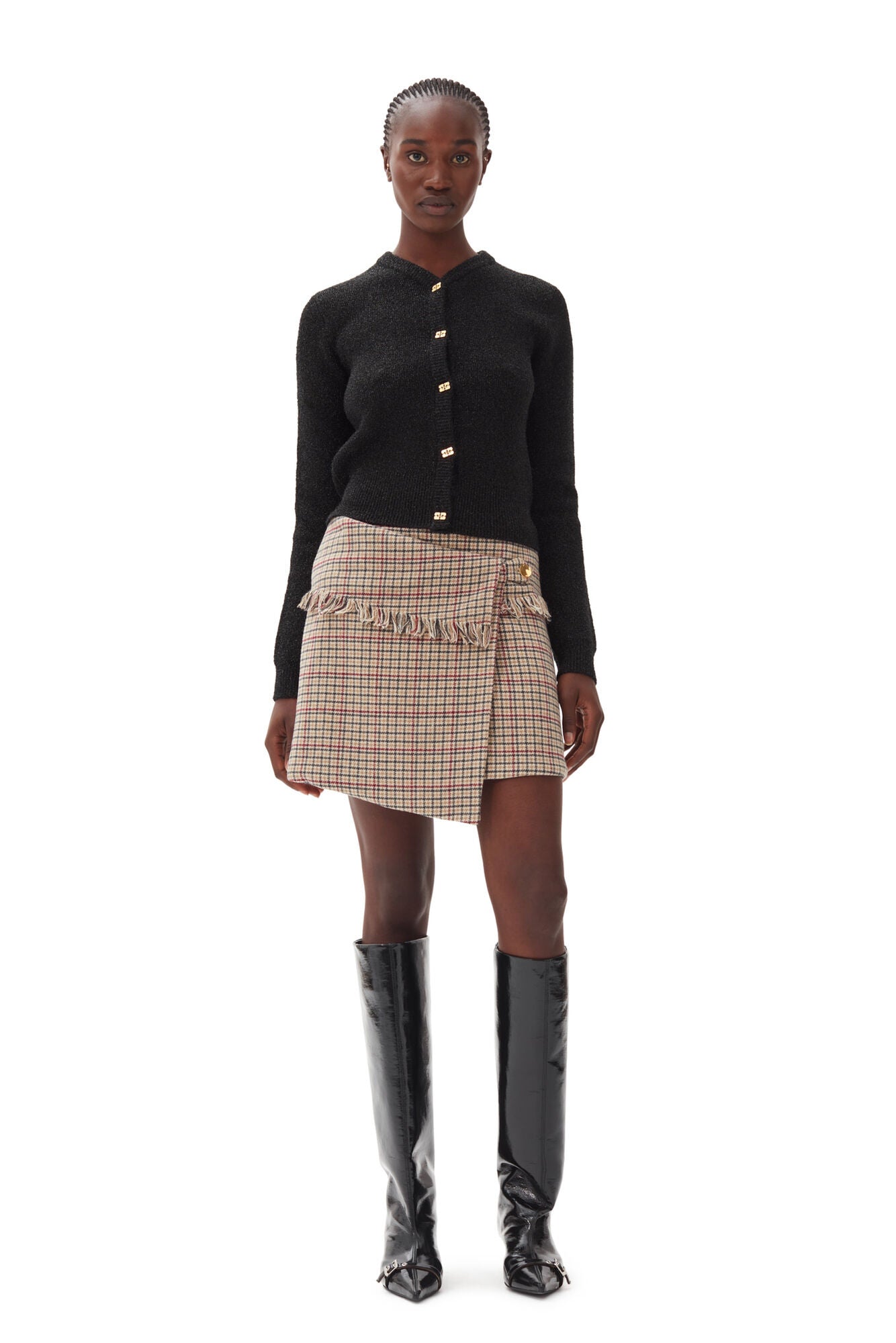 GANNI Check Wool Mix Wrap Mini Skirt – Høyer Trondheim/Høyer Solsiden