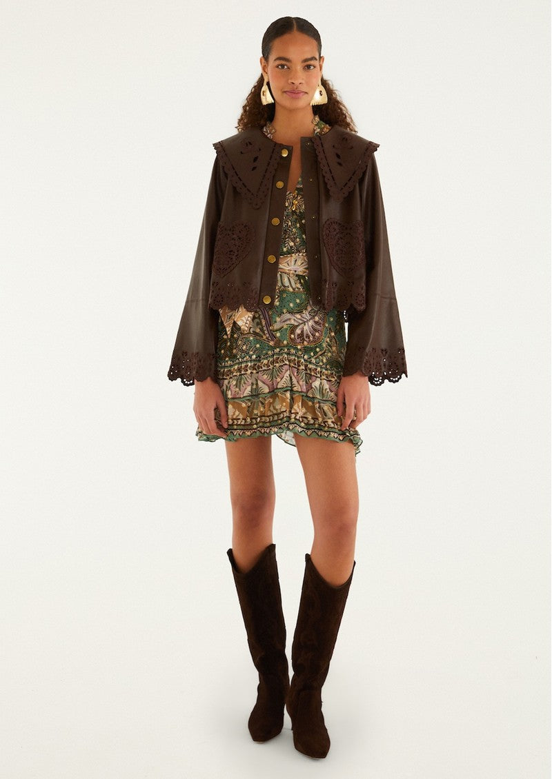 DOTTED FOLIAGE SOFT SAGE GREEN MINI DRESS