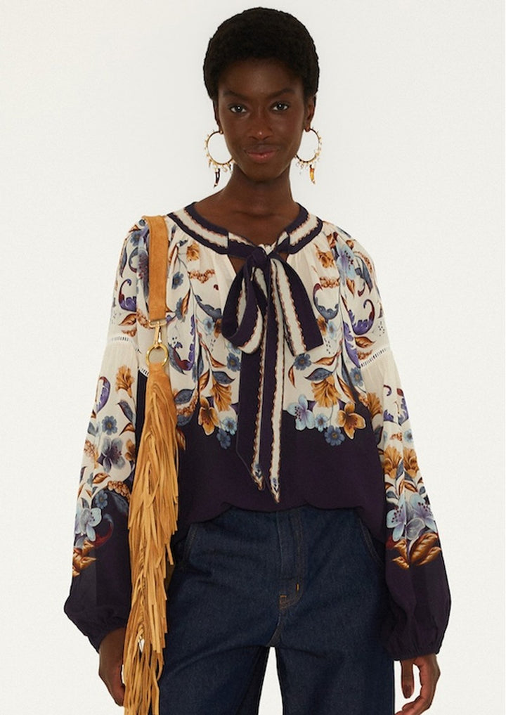 GOLDEN NATURE NAVY BLUE BLOUSE