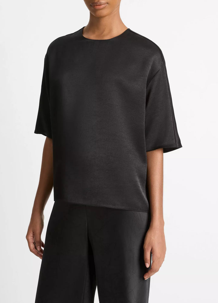 VINCE FLUID SATIN S/S BLOUSE