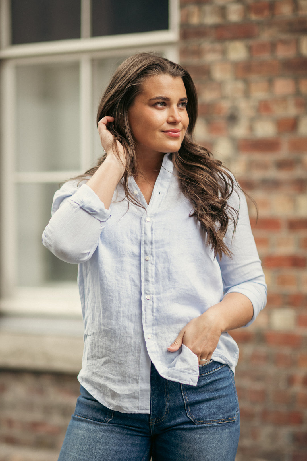 Classic-Long Sleeve-Button Front Shirt