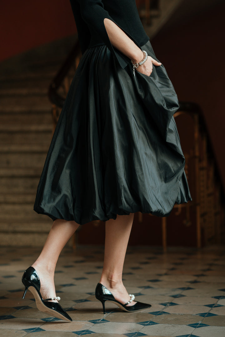 KENLIE L/S MOCK NECK MIDI DRESS