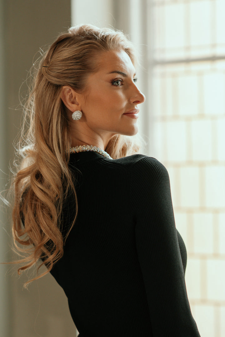 KENLIE L/S MOCK NECK MIDI DRESS