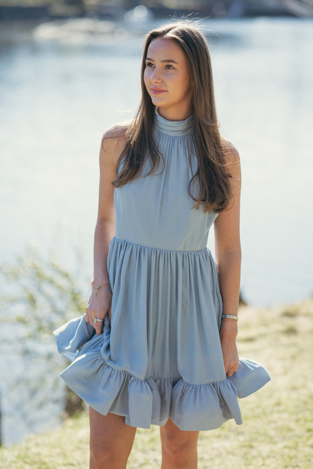 Fern Halterneck Ruffled Mini Dress