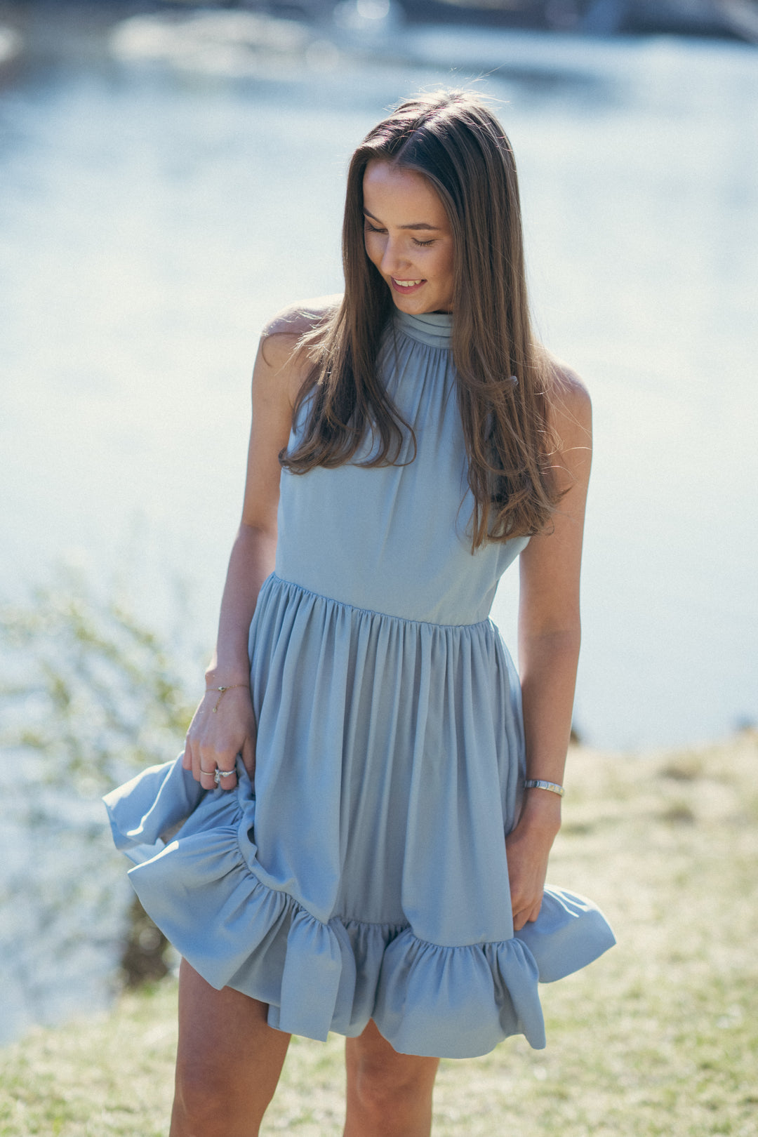 Fern Halterneck Ruffled Mini Dress