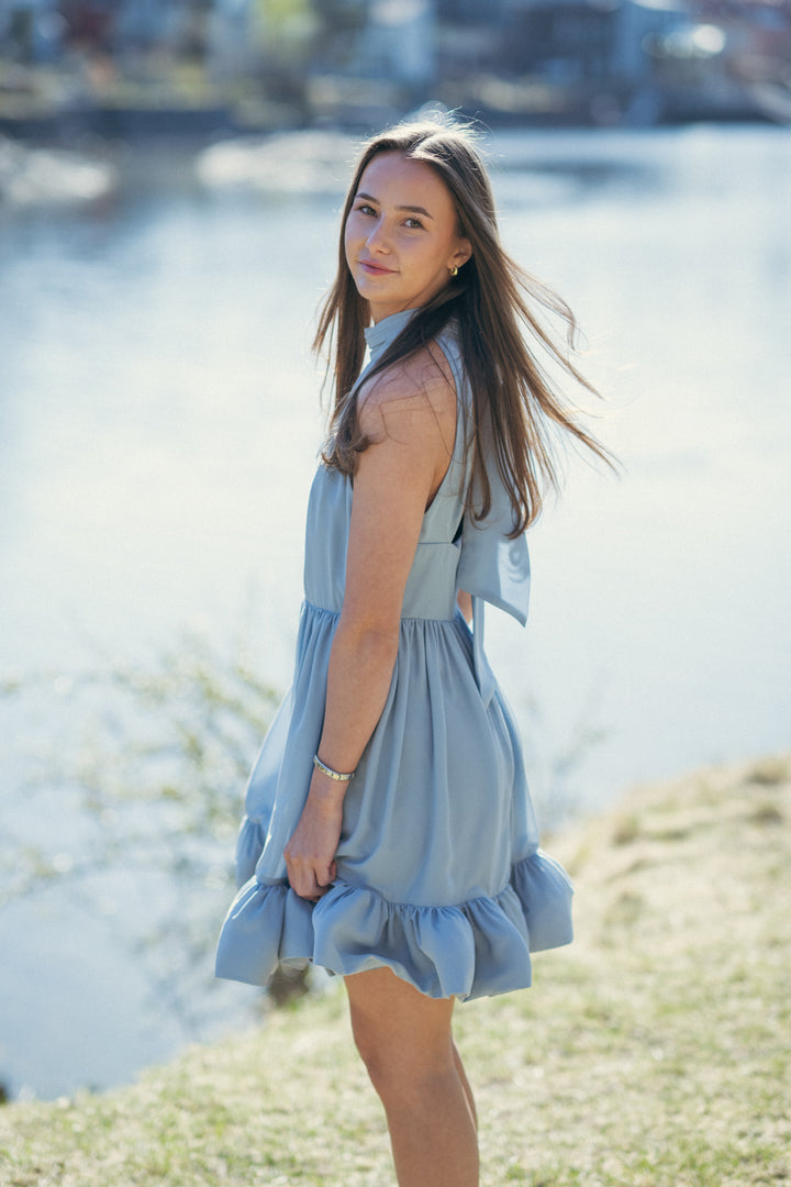 Fern Halterneck Ruffled Mini Dress