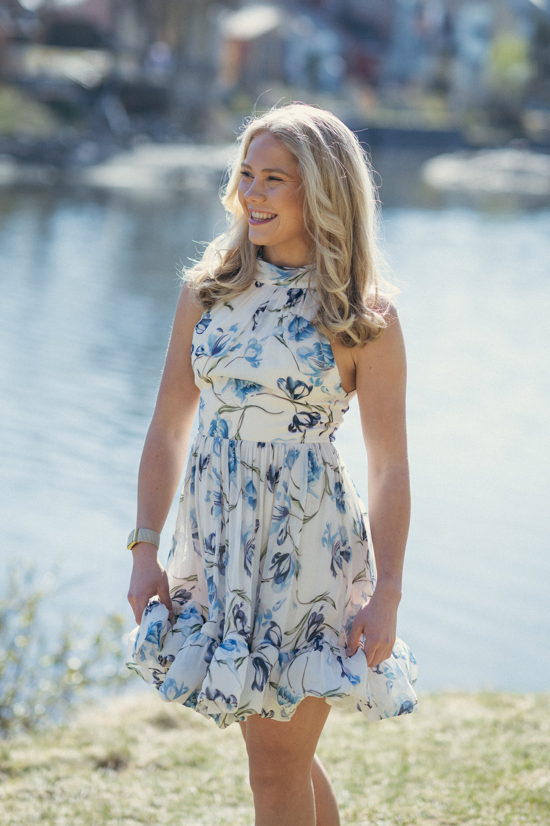 Fern Halterneck Ruffled Mini Dress