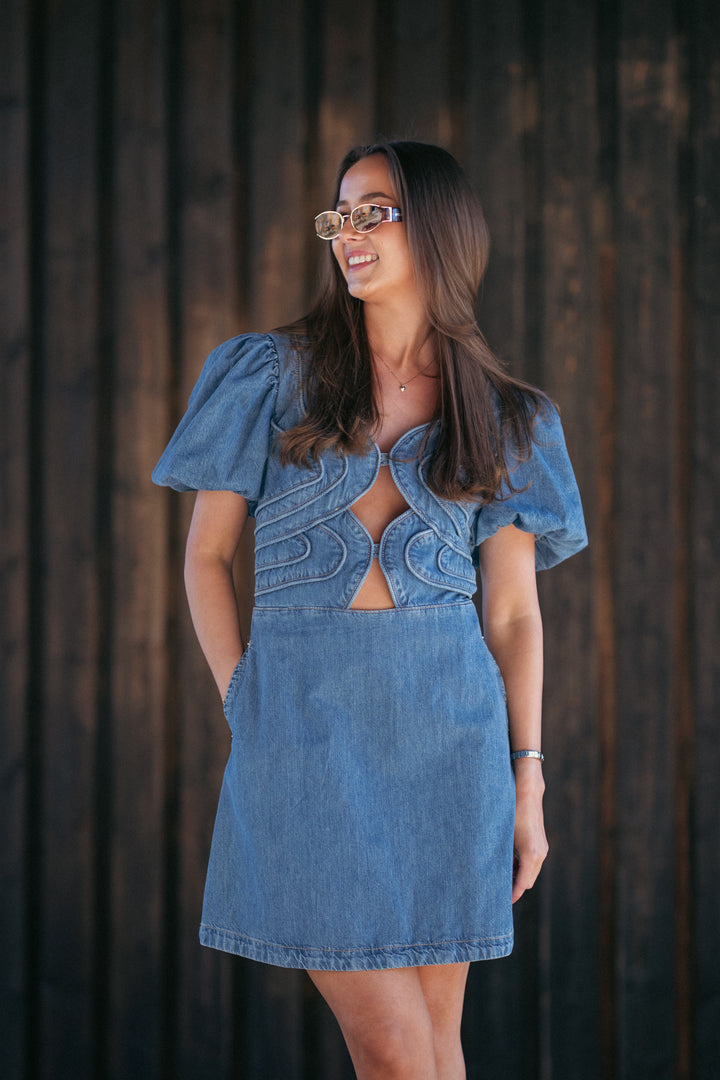 DENIM LOOP MINI DRESS
