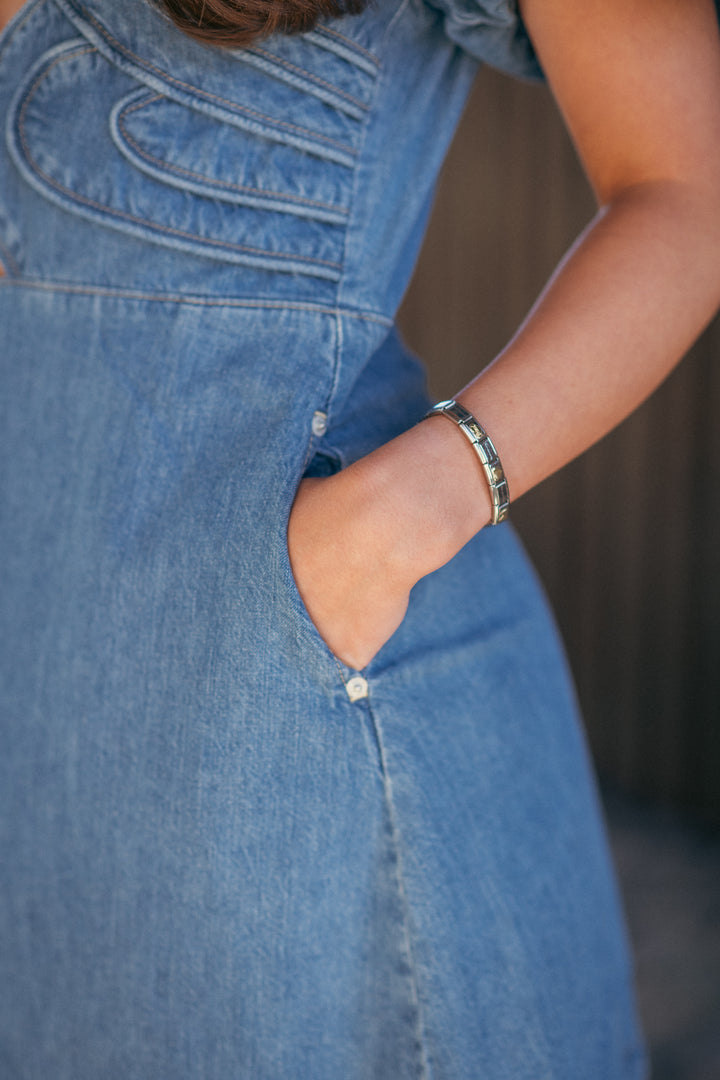 DENIM LOOP MINI DRESS