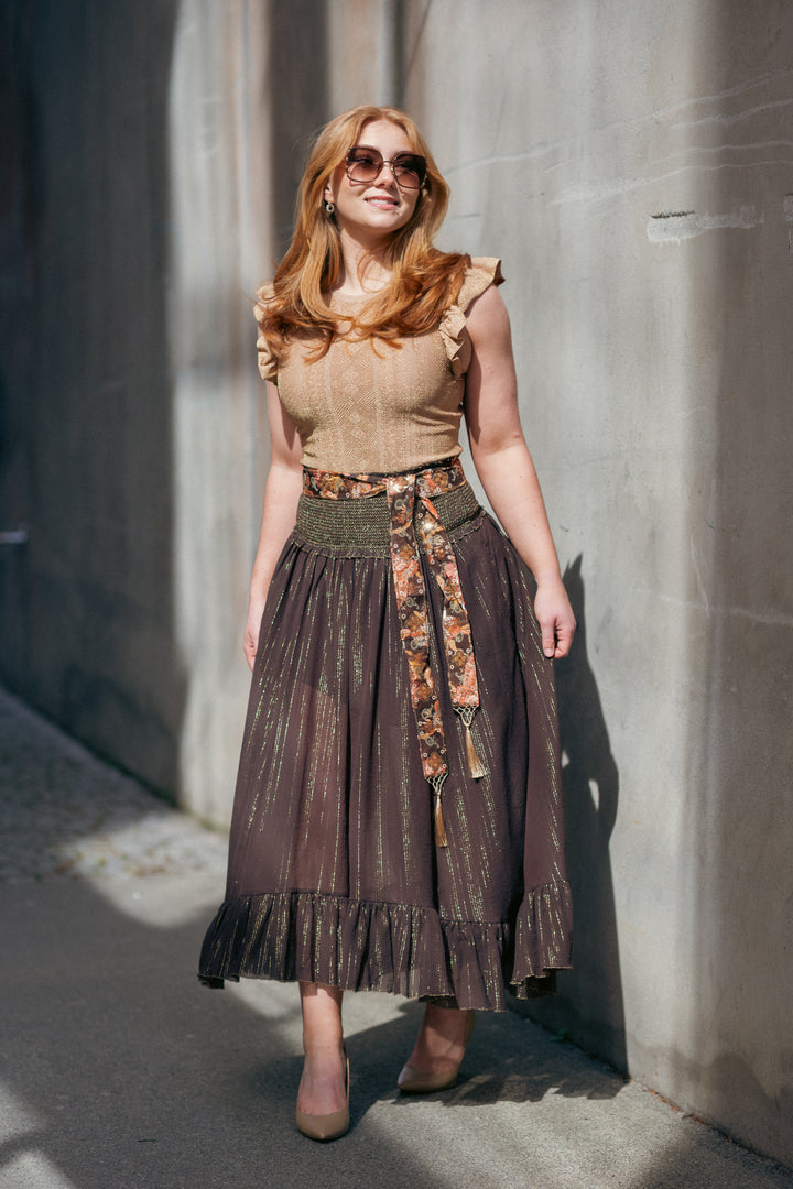 Aster Shirred Midi Skirt