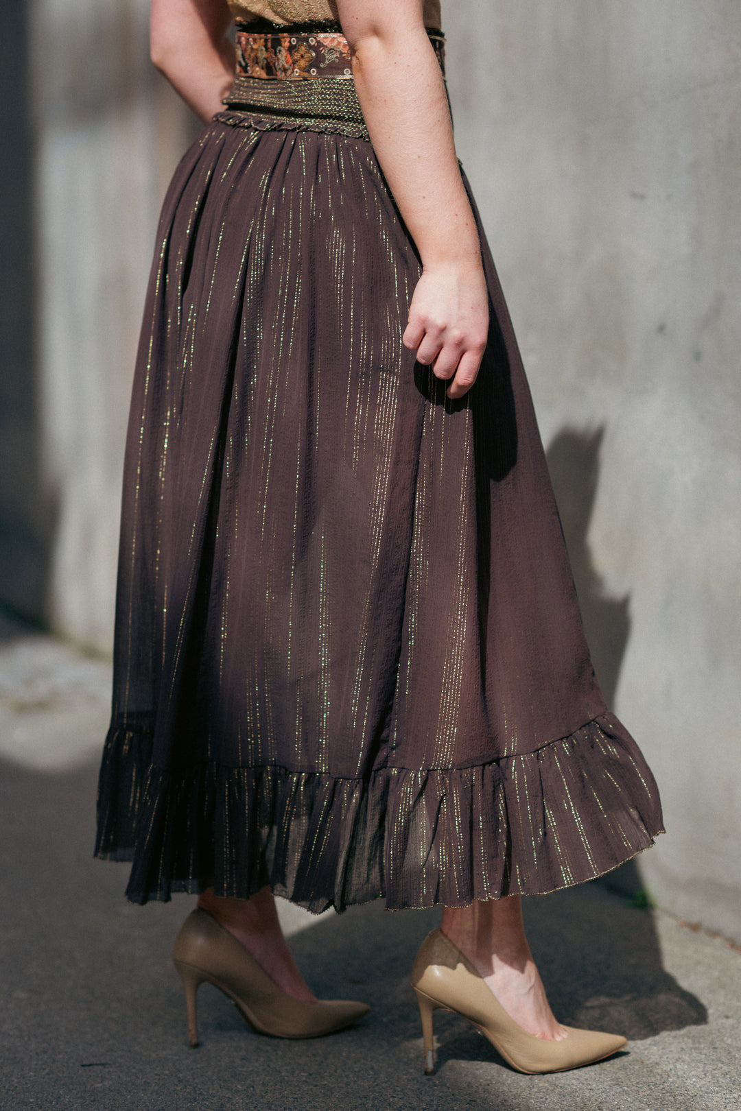 Aster Shirred Midi Skirt
