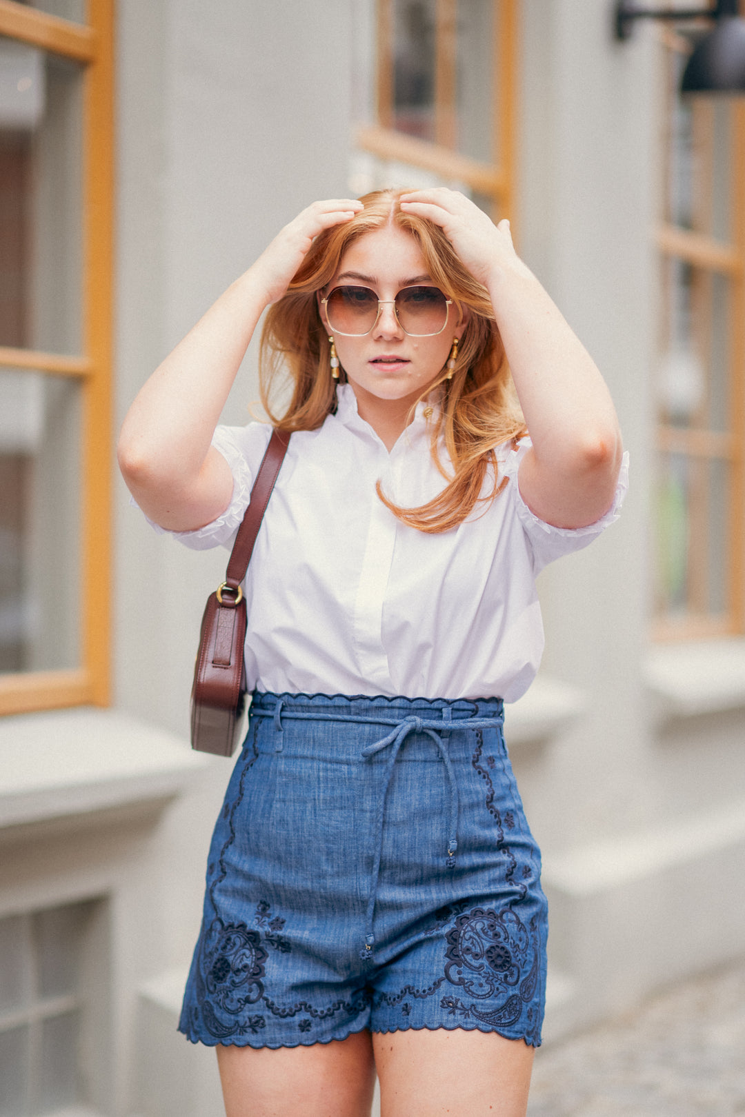Aster Embroidered Denim Short