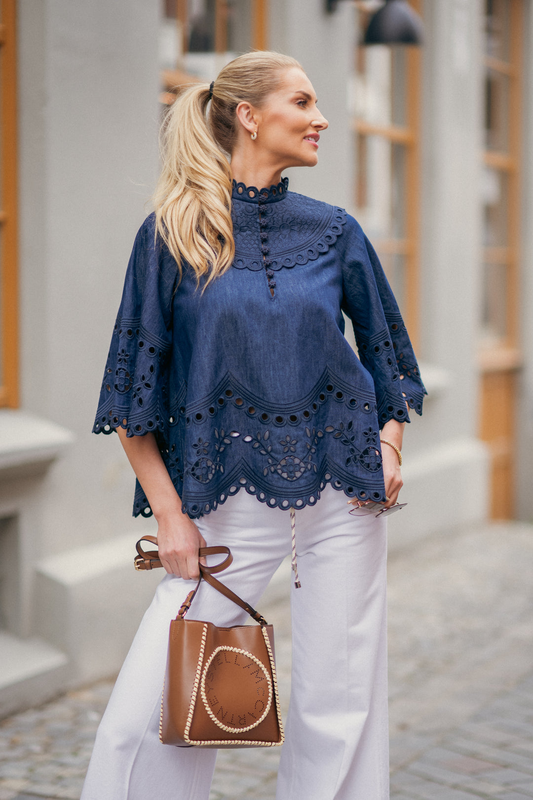 Mahon Broderie Denim Top