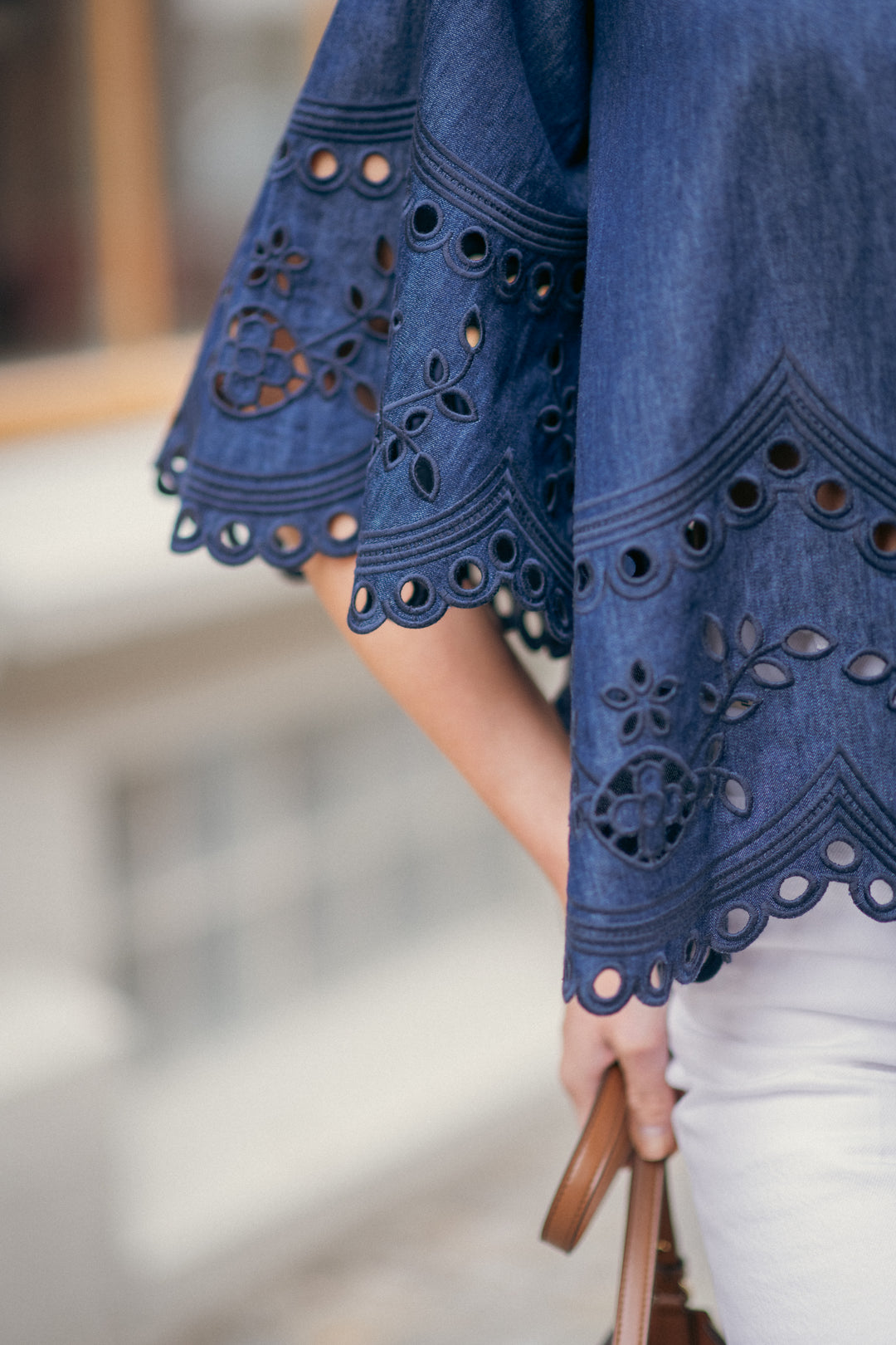 Mahon Broderie Denim Top