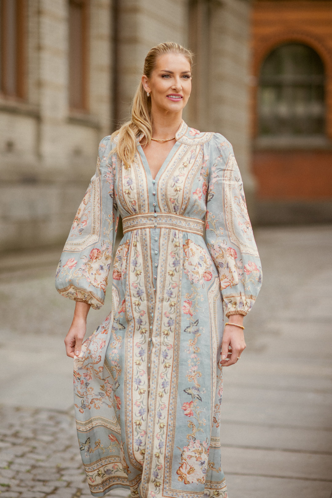 Roselight Plunge Midi Dress