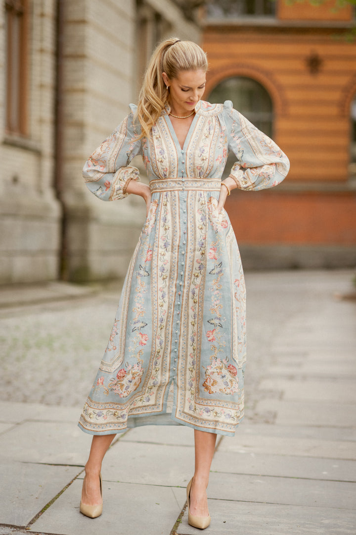 Roselight Plunge Midi Dress