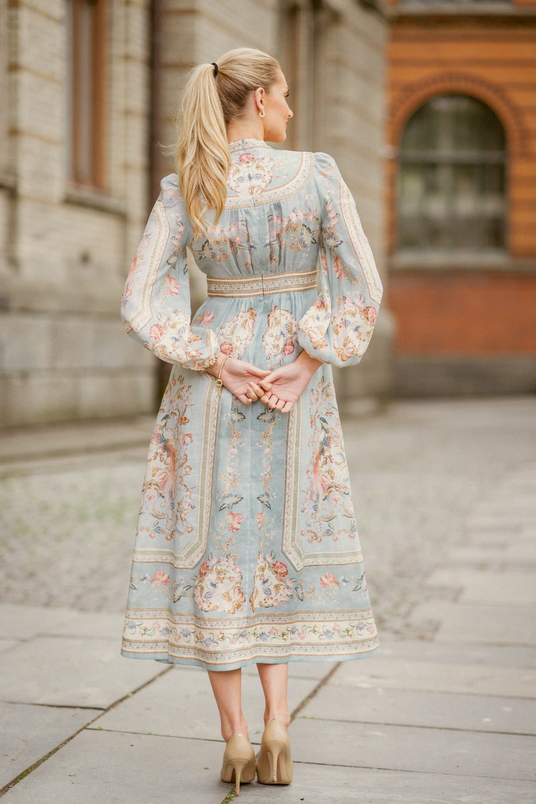 Roselight Plunge Midi Dress