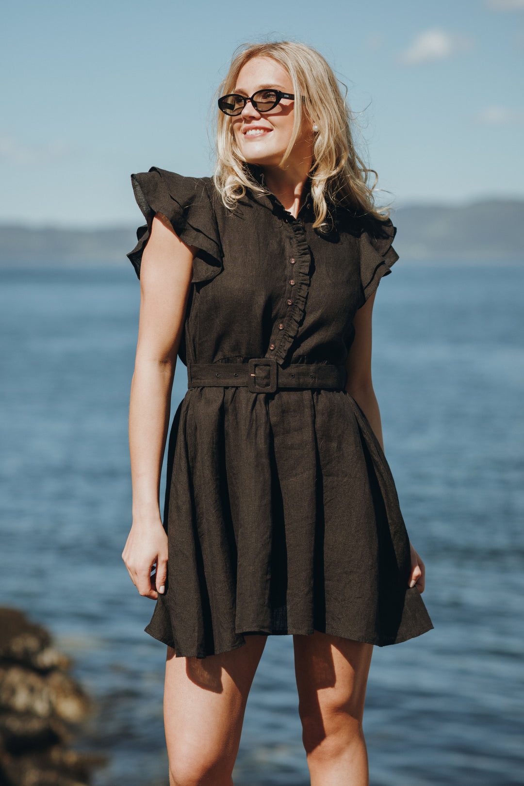 Linen Ruffle Dress
