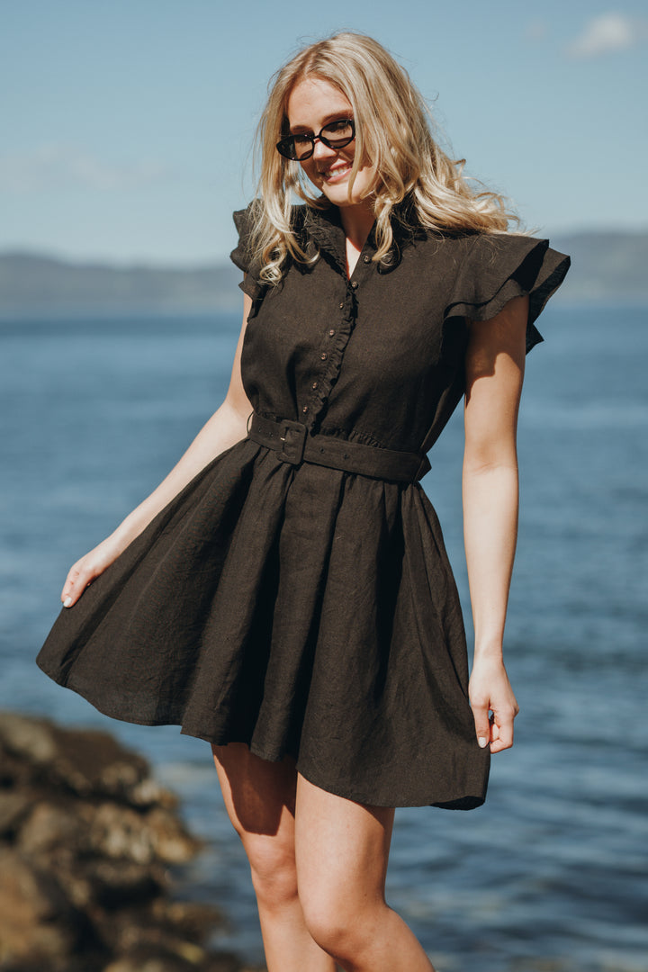 Linen Ruffle Dress