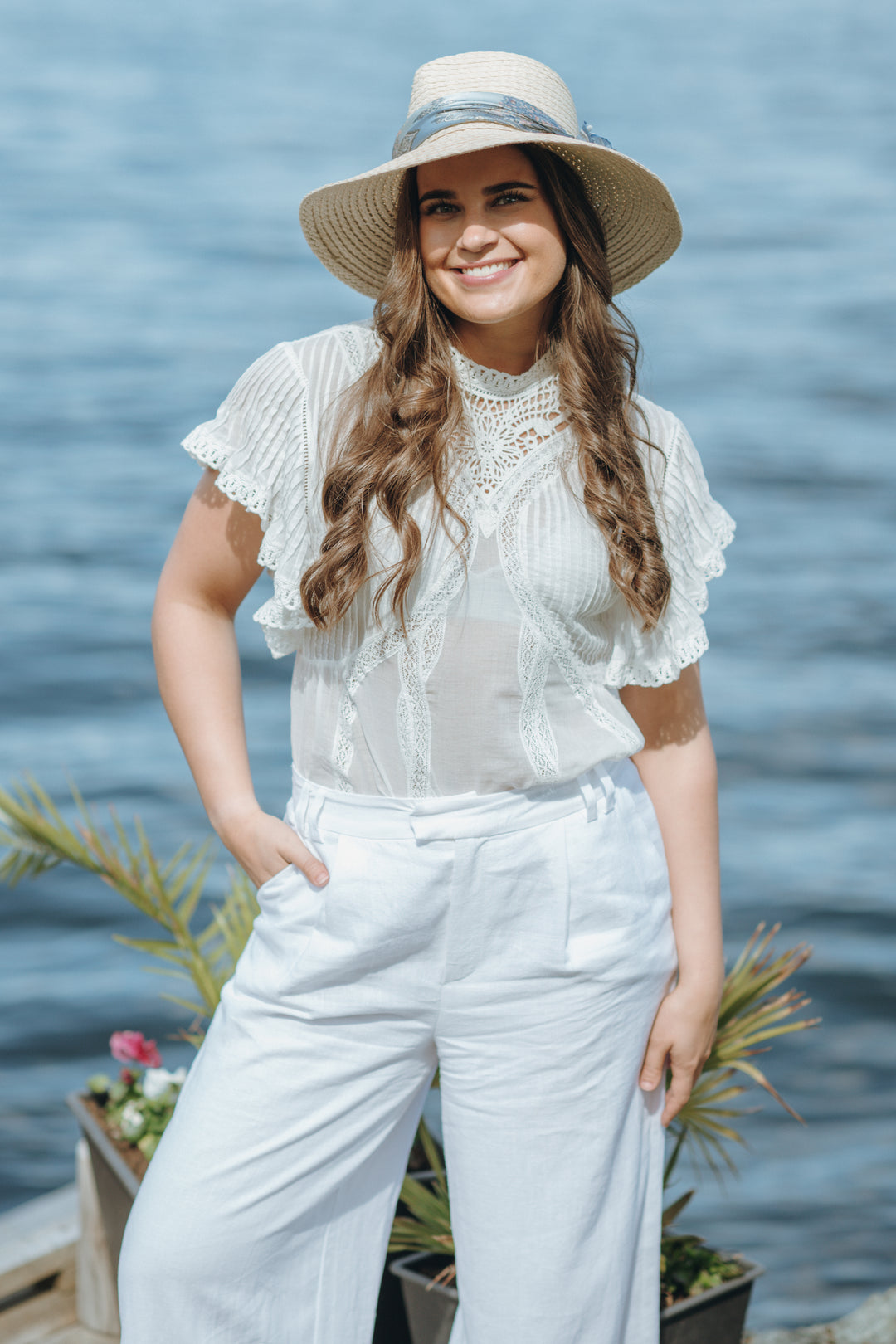 OFF-WHITE BLOUSE WITH APPLIQUES