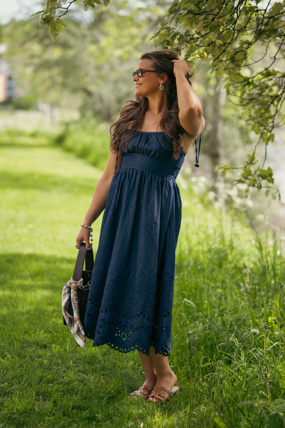 Mahon Broderie Denim Midi