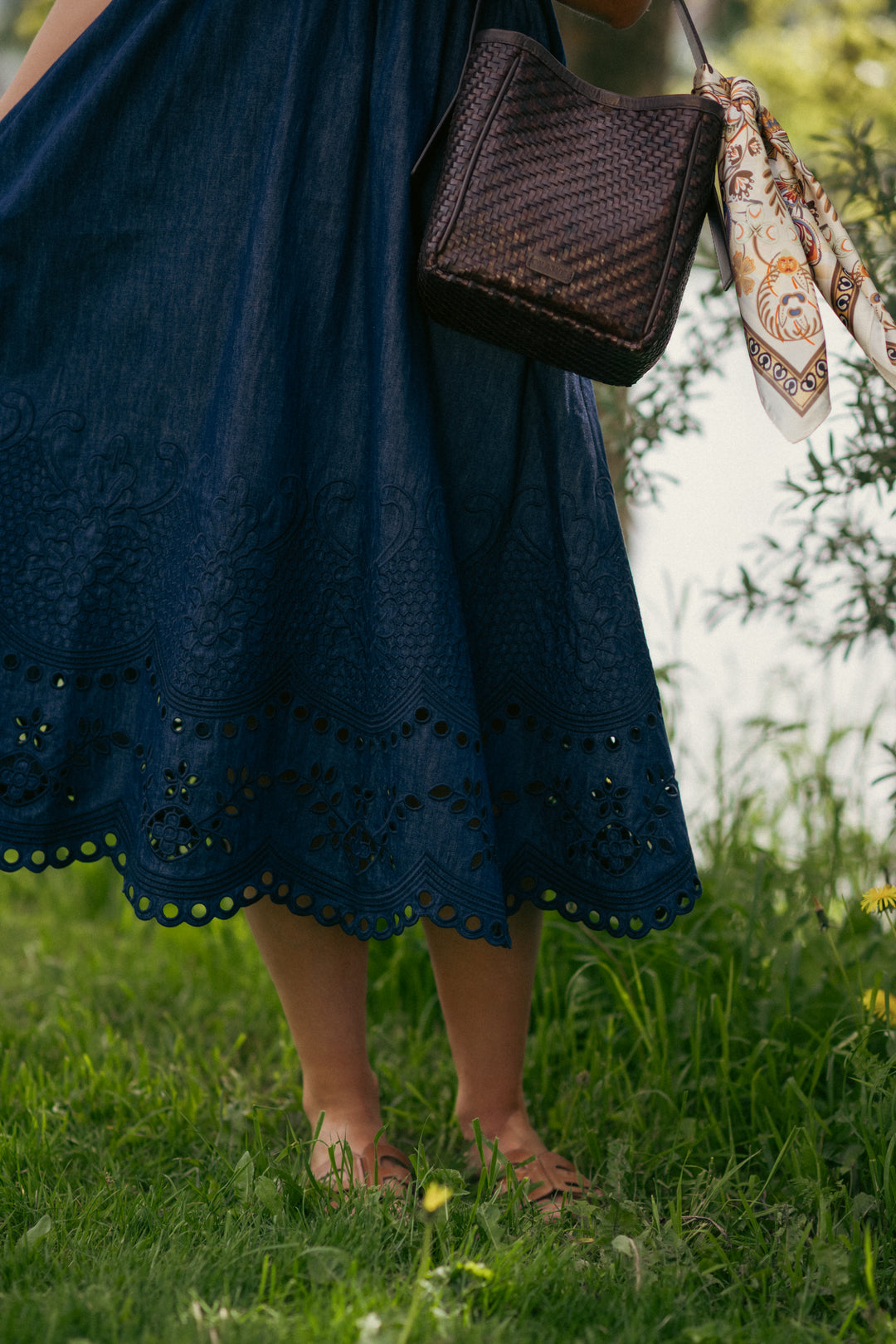 Mahon Broderie Denim Midi