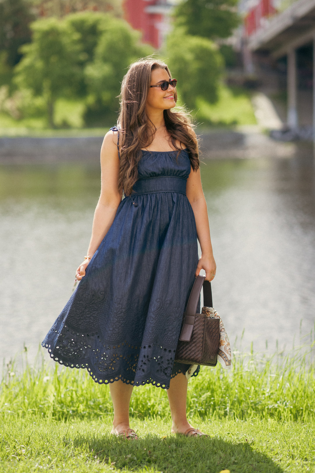 Mahon Broderie Denim Midi