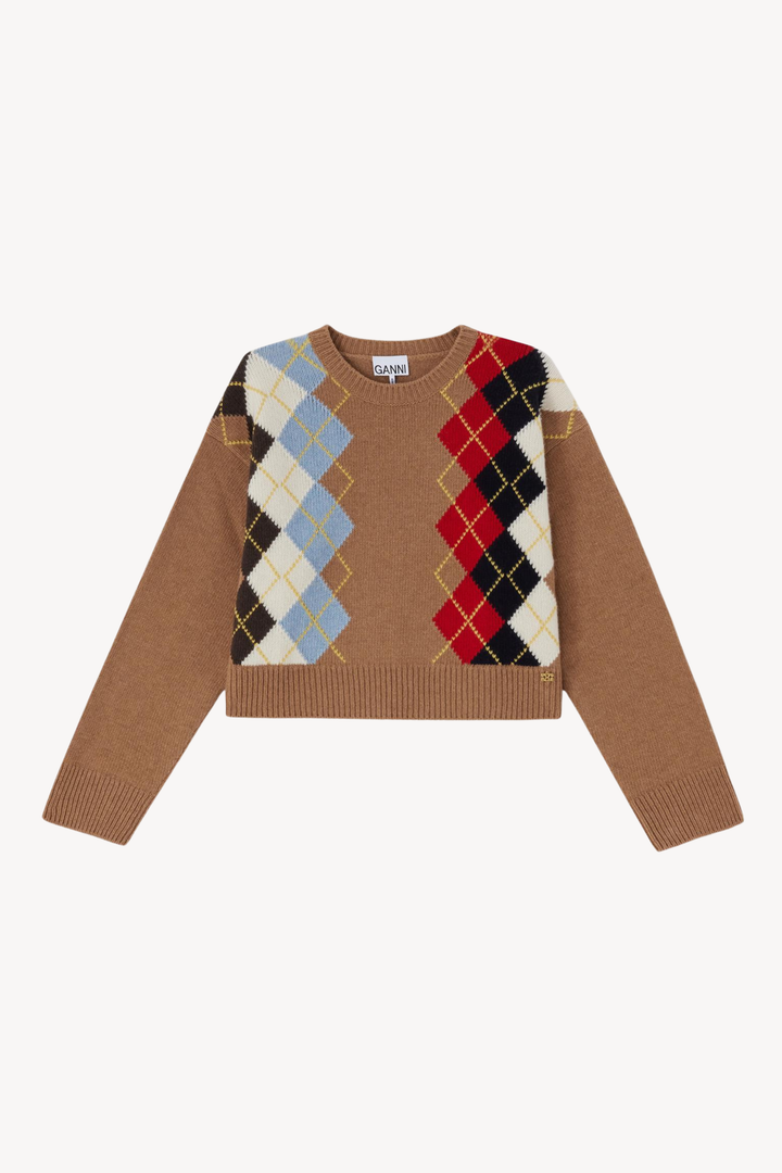 Chunky Wool Mix Argyle Knit