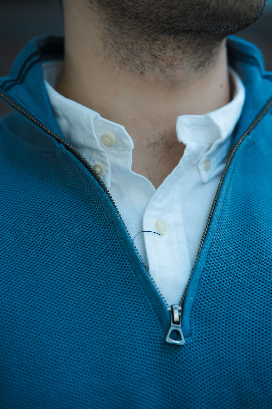 Mesh-Knit Cotton Quarter-Zip Jumper