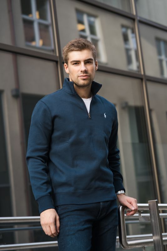 Double-Knit Quarter-Zip Pullover