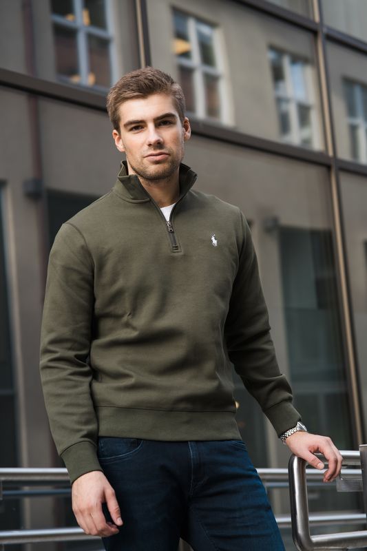 Double-Knit Quarter-Zip Pullover