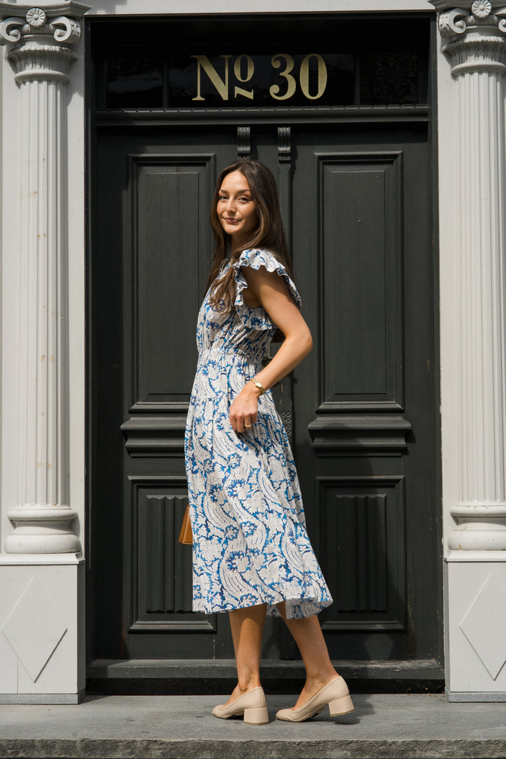 ULLA JOHNSON Kairi Flutter Sleeve Midi Dress