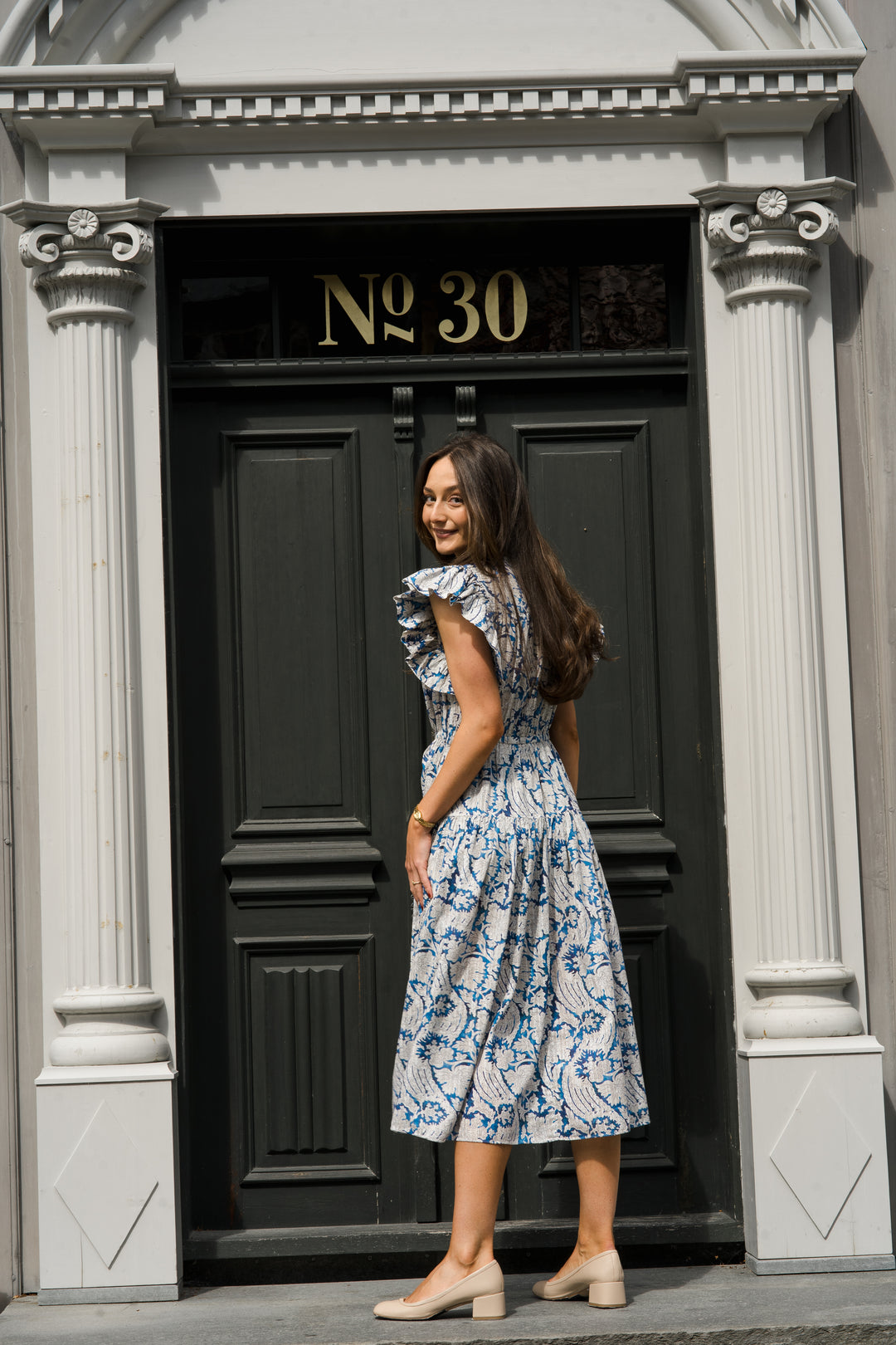 ULLA JOHNSON Kairi Flutter Sleeve Midi Dress