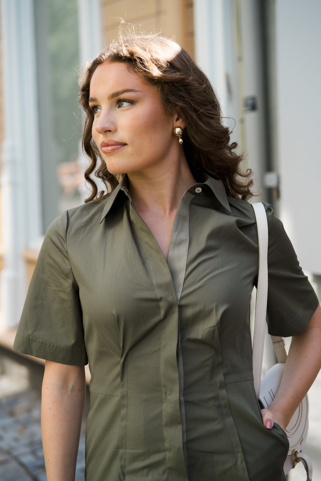 S/S SHIRT DRESS W/ CANVAS T