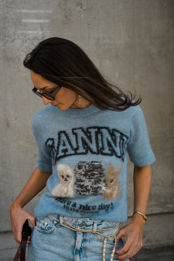 GANNI Fine Brushed Alpaca Puppies T-shirt