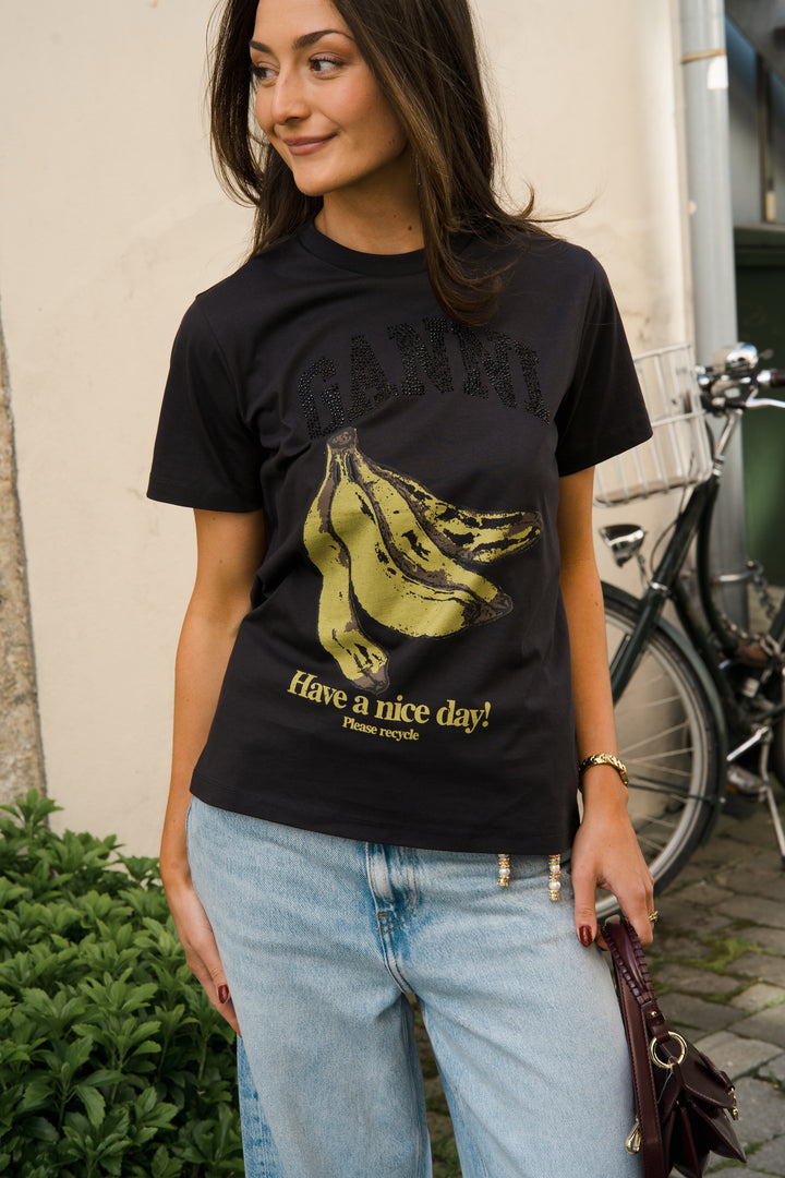 GANNI Basic Cotton Jersey Banana Relaxed T-shirt