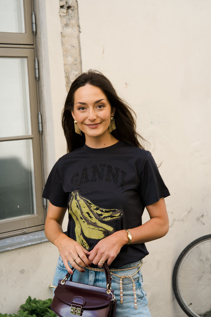 GANNI Basic Cotton Jersey Banana Relaxed T-shirt