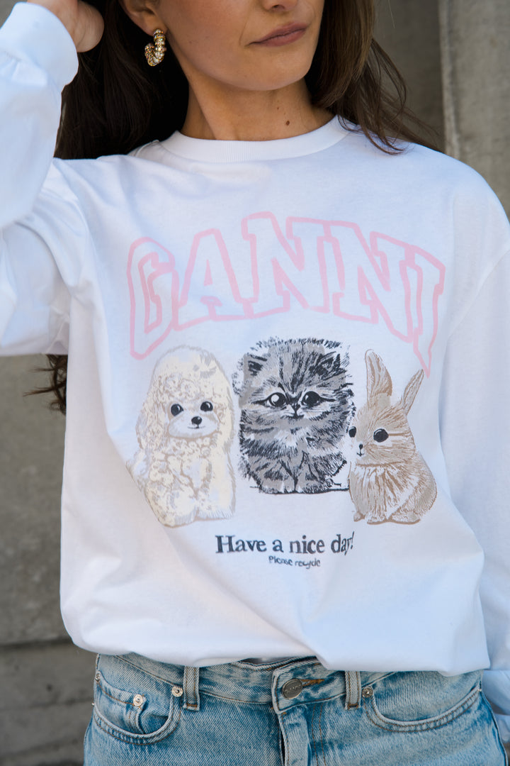 GANNI Re-cut Heavy Jersey Animals Long sleeve
