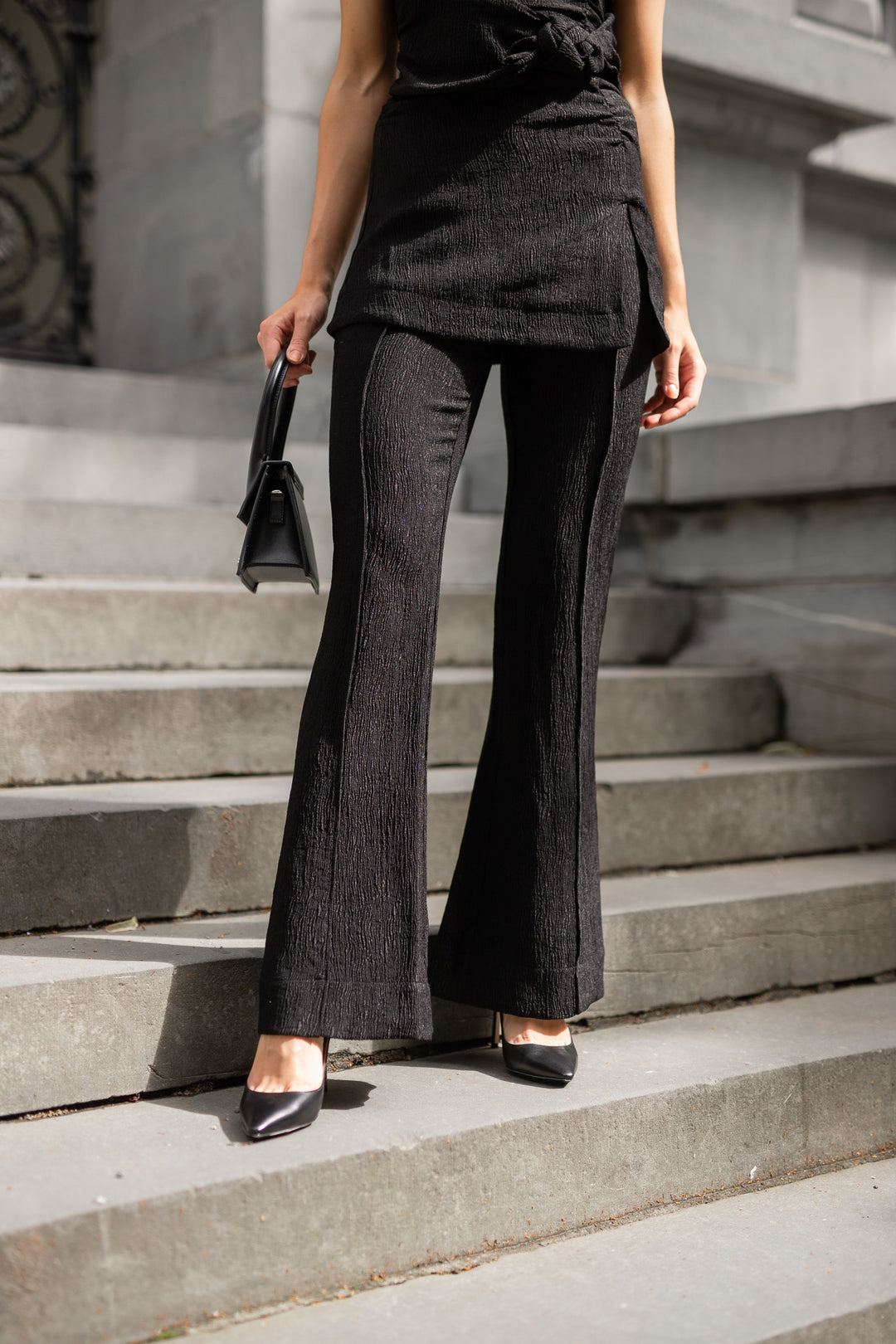 GANNI Viscose Stretch Crepe Flared Pants