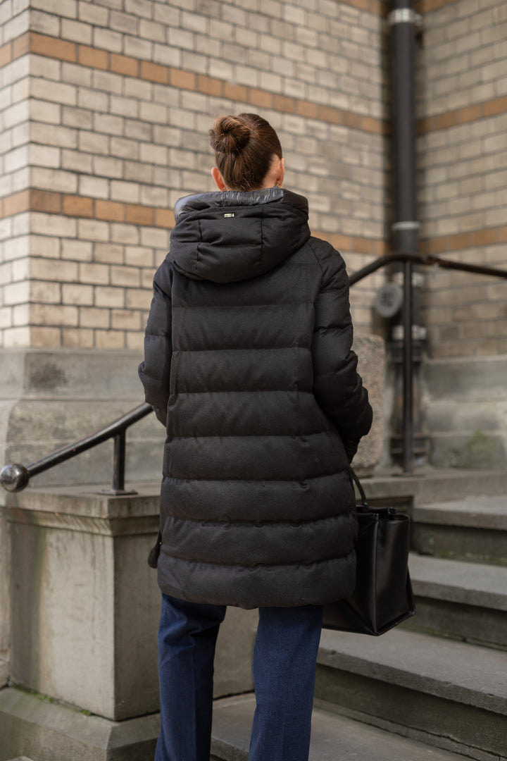 HERNO PARKA IN CASHMERE E SETA CON DETTAGLIO BOTTONI