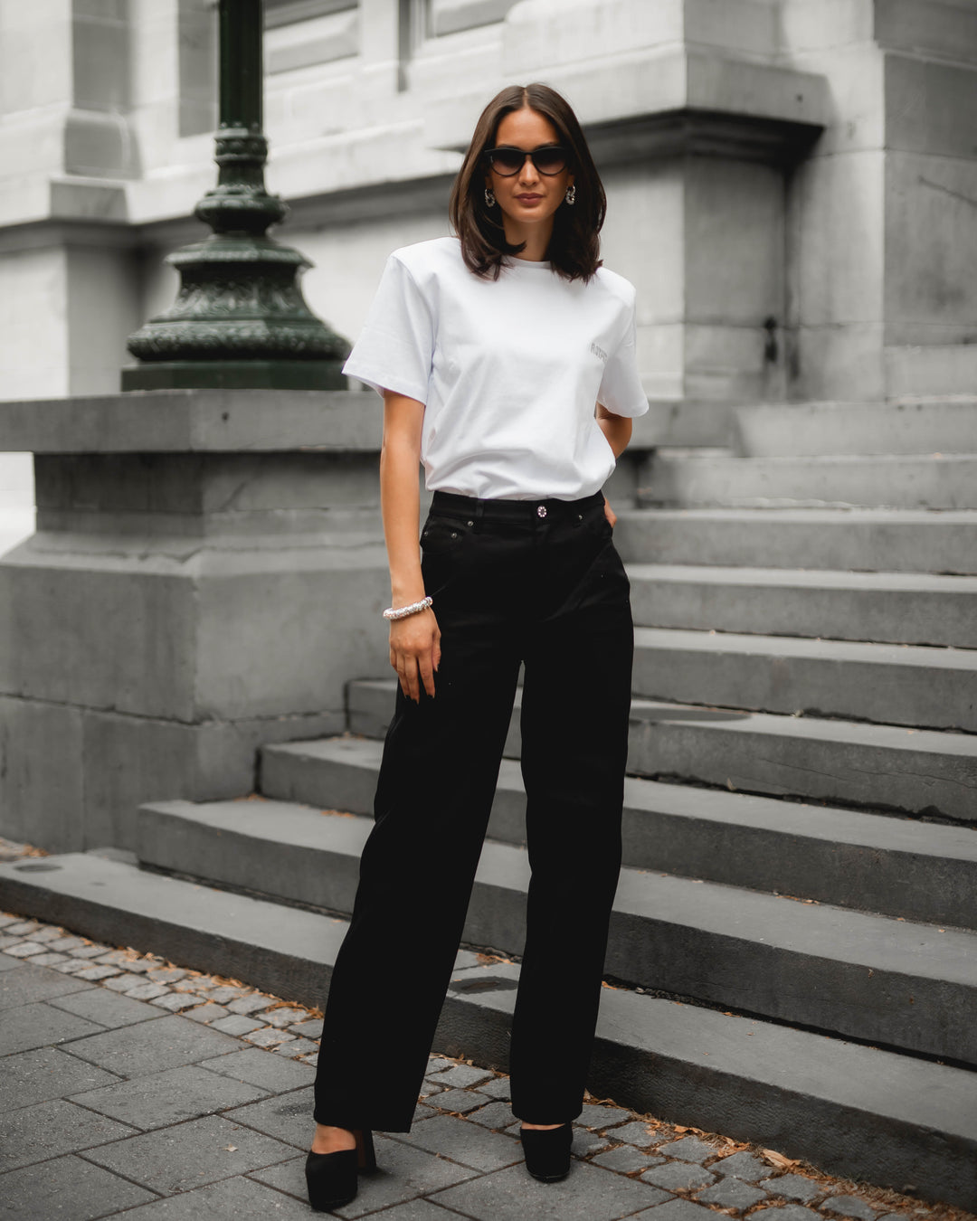 ROTATE Twill Wide Leg Pants