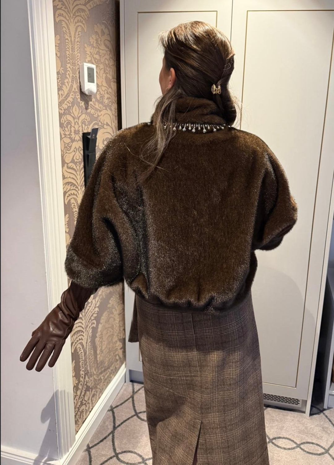 Monaco fuskepels jakke med stener