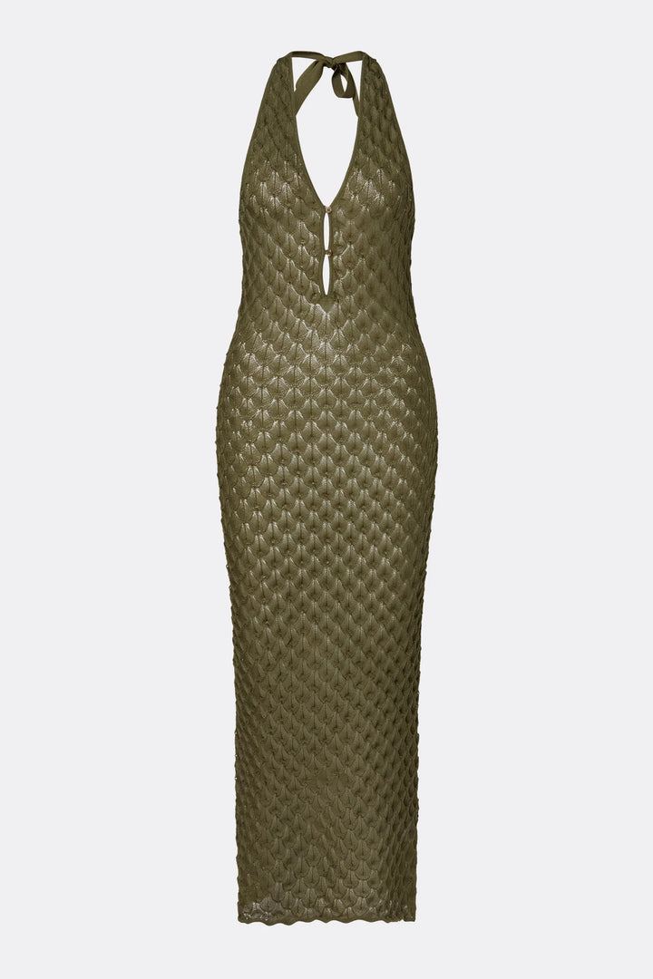 Esra Knitted Halterneck Maxi Dress